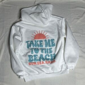 White Hoodie with Beach Graphic size 12